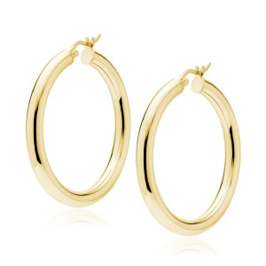 Cercei rotunzi argint placati cu aur galben Ø40 mm x 4 mm Creole DiAmanti KHR440G-DIA (Argint 925‰ 7,8 g.)